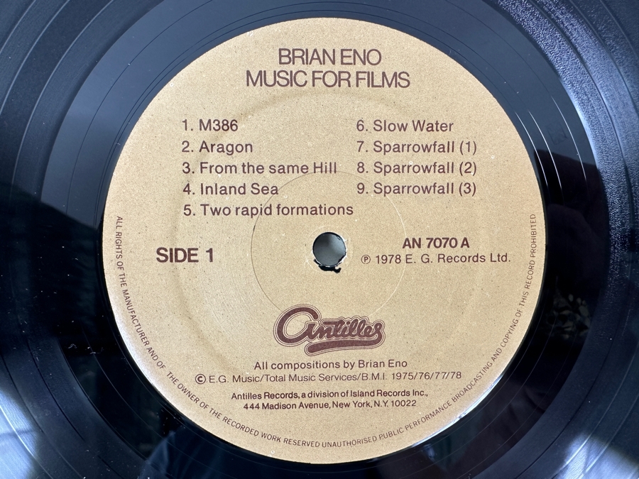 Just Added - Brian Eno - Music For Films - Antilles - AN-7070 1978 Vinyl Record [Photo 4]