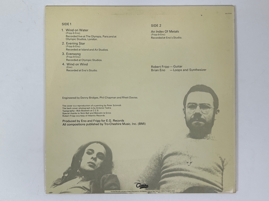 Just Added - Fripp & Eno - Evening Star - Antilles AN-7018 1976 Vinyl Record [Photo 2]