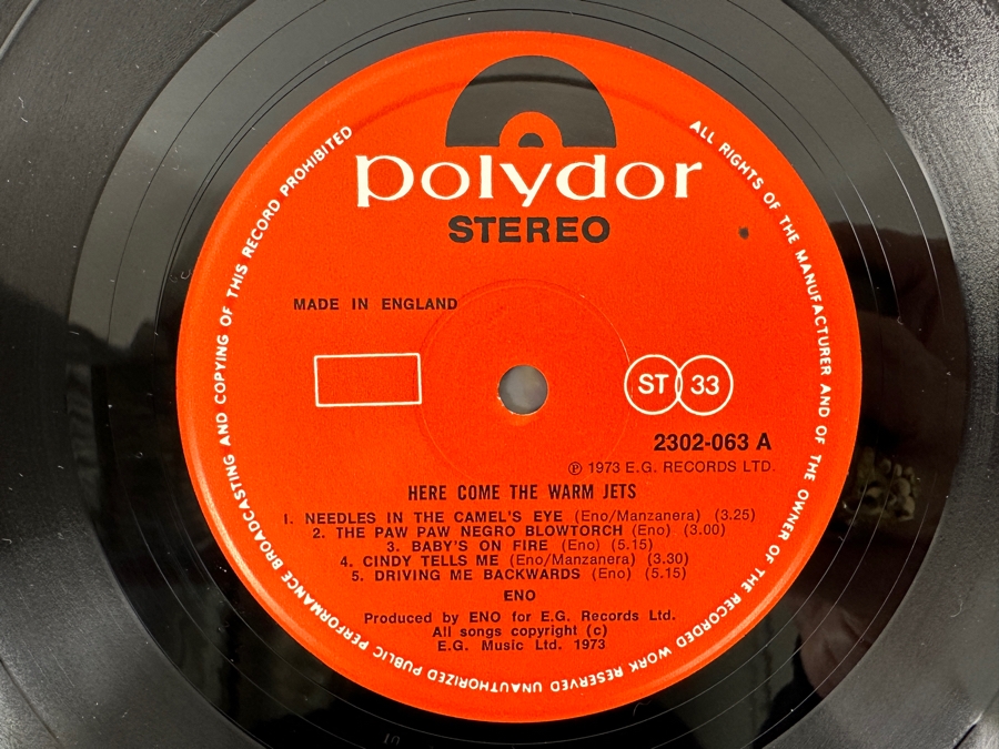 Just Added - Brian Eno - Here Come The Warm Jets - Polydor - 2302-063 1973 Vinyl Record [Photo 4]