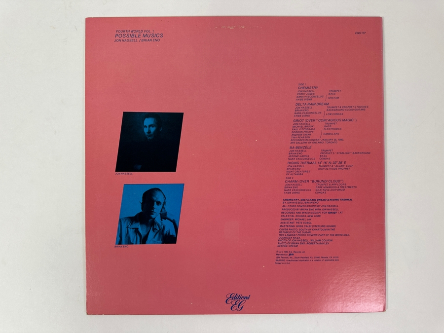 Just Added - Jon Hassell / Brian Eno - Fourth World Vol. 1 - Possible Musics - Editions EG - EGS 107 1980 Vinyl Record [Photo 2]