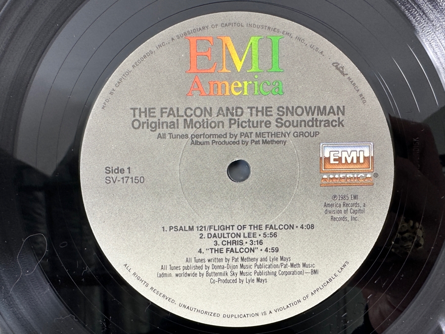 Just Added - Pat Metheny Group - The Falcon And The Snowman - EMI America – SV-17150 1985 Vinyl Record [Photo 4]