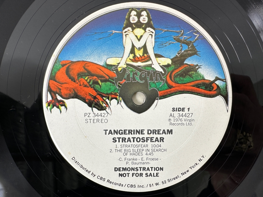 Just Added - Tangerine Dream - Stratosfear Virgin Records PZ 34427 1976 Demonstration Not For Sale Vinyl Record [Photo 3]