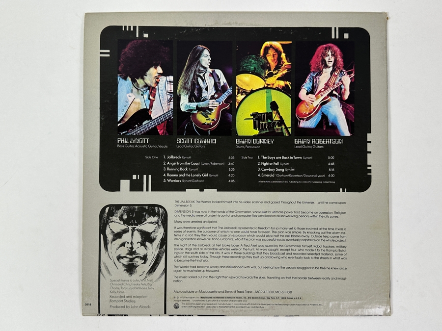 Just Added - Thin Lizzy - Jailbreak - Mercury Records SRM-1-1081 1976 Vinyl Record [Photo 2]