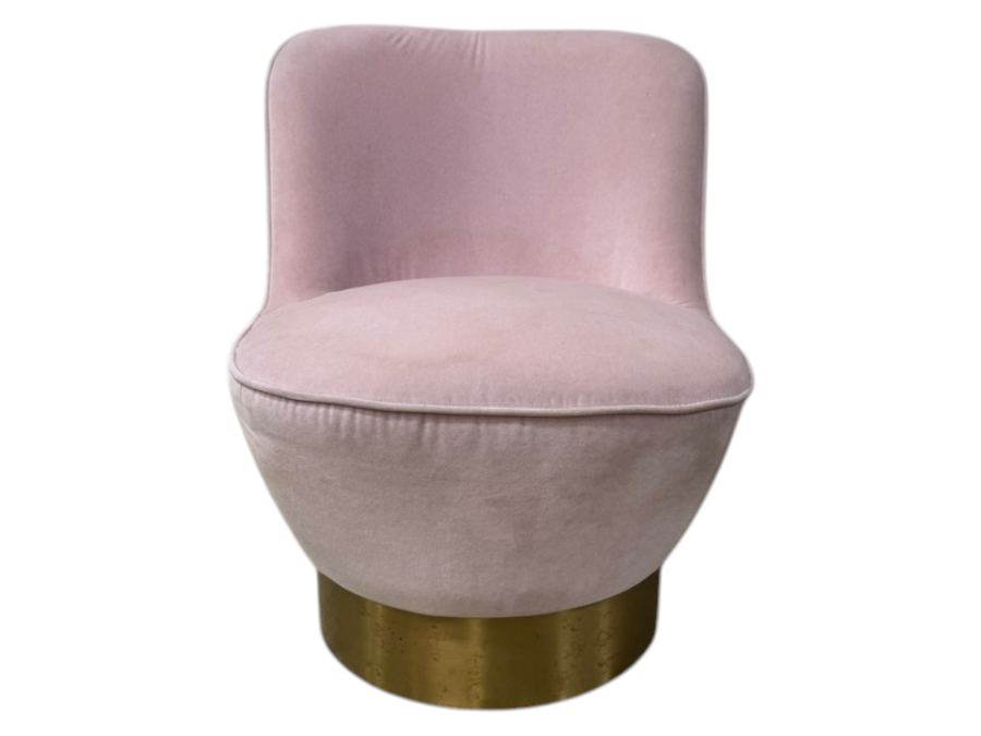 Crate & Barrel CB2 Pink Velvet Swivel Chair With Gold Base 24'W 32'H