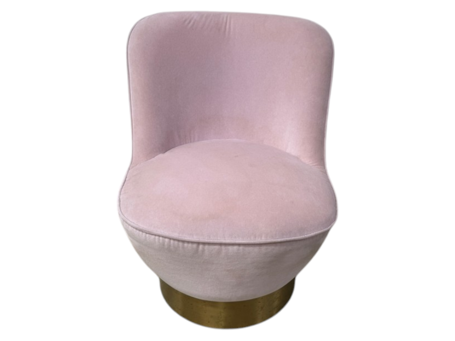 Crate & Barrel CB2 Pink Velvet Swivel Chair With Gold Base 24'W 32'H [Photo 2]