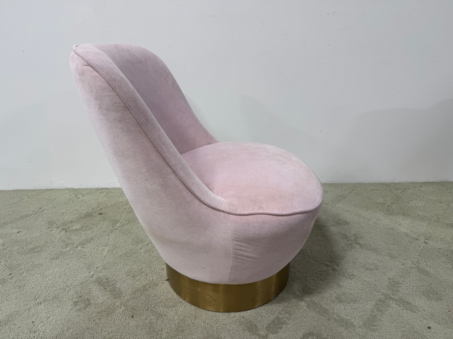 Crate & Barrel CB2 Pink Velvet Swivel Chair With Gold Base 24'W 32'H [Photo 6]