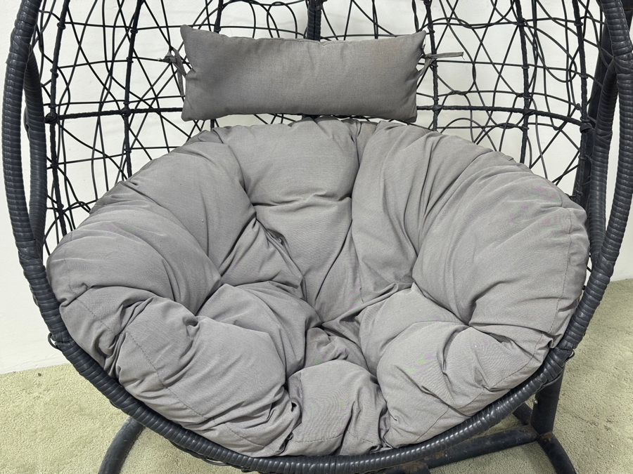 Hanging Egg Chair With Stand And Gray Cushions 44'W x 80'H [Photo 5]