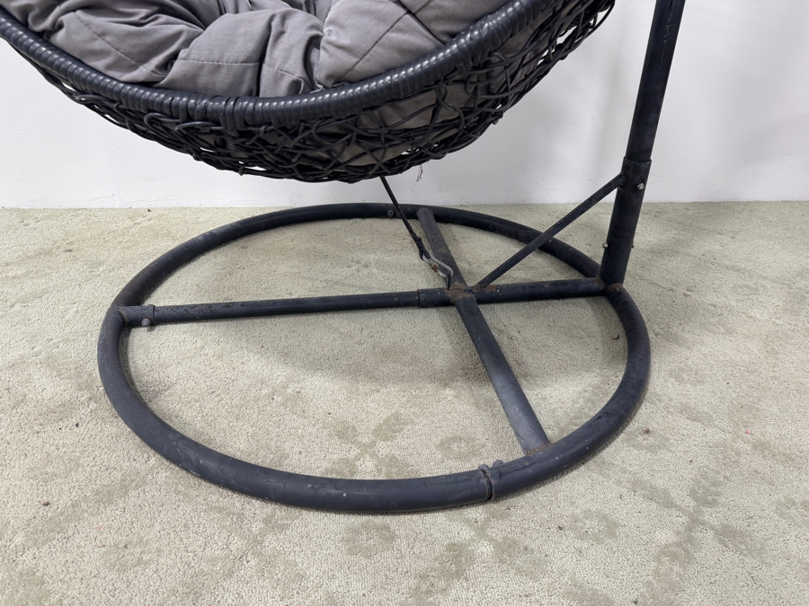 Hanging Egg Chair With Stand And Gray Cushions 44'W x 80'H [Photo 3]