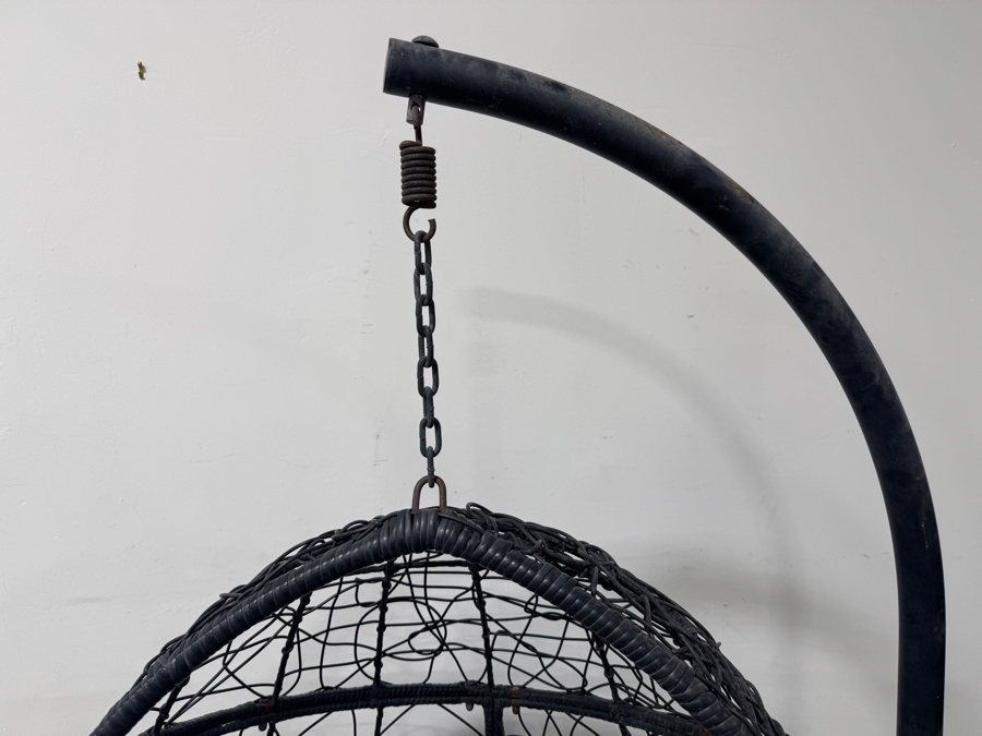 Hanging Egg Chair With Stand And Gray Cushions 44'W x 80'H [Photo 4]