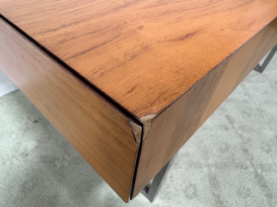 Calligaris Modern Walnut Extendable Dining Table with Chrome Base, Made In Italy 72' - 118'W x 39'D x 29'H  [Photo 7]