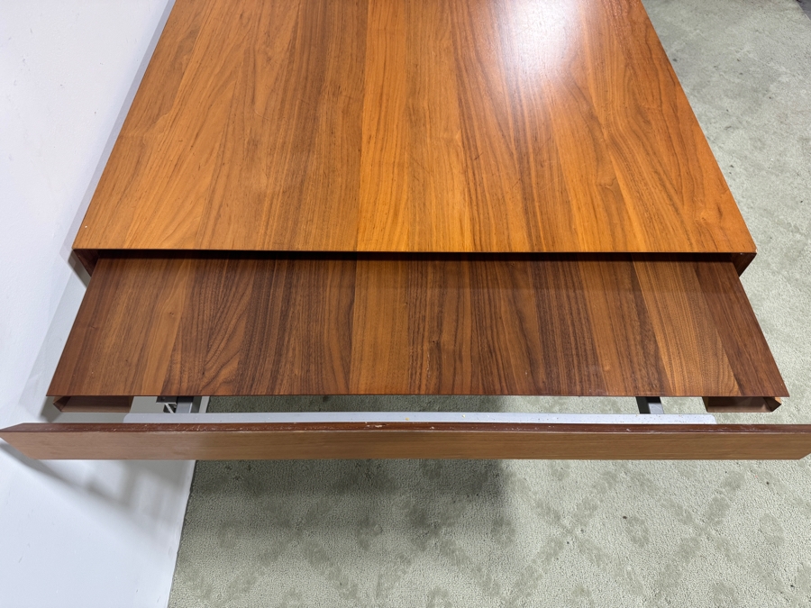 Calligaris Modern Walnut Extendable Dining Table with Chrome Base, Made In Italy 72' - 118'W x 39'D x 29'H  [Photo 6]