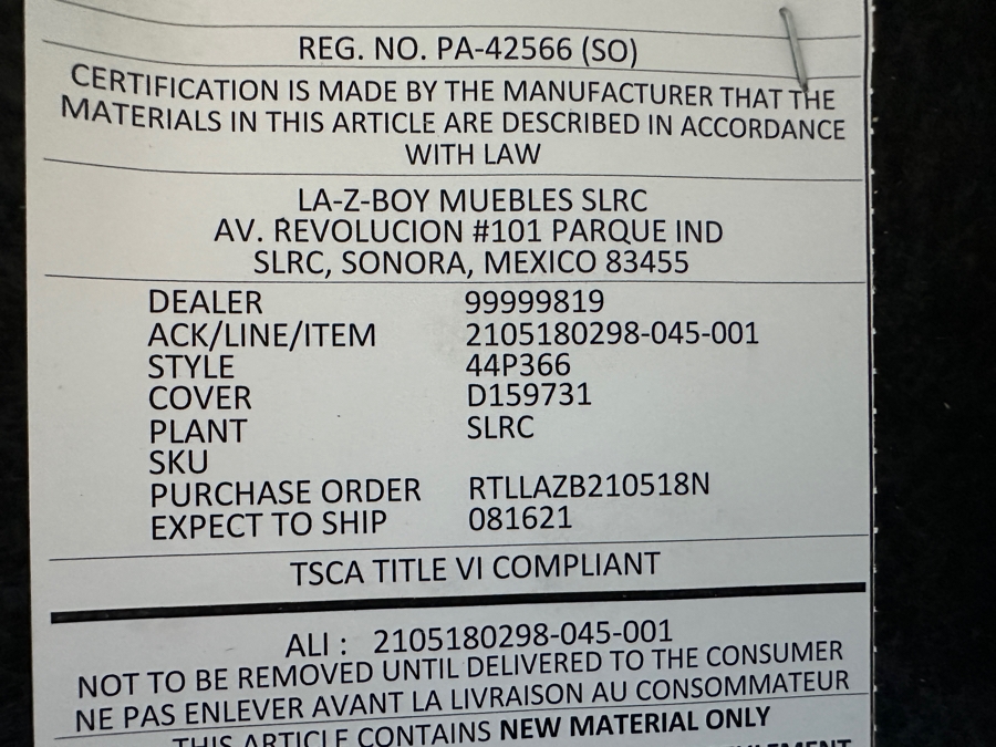 La-Z-Boy Reclining Sofa With Plush Cushions And A Light Beige Fabric 90'W X 36'D X 38'H [Photo 10]