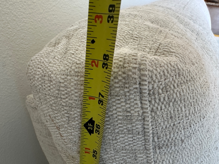 La-Z-Boy Reclining Sofa With Plush Cushions And A Light Beige Fabric 90'W X 36'D X 38'H [Photo 9]