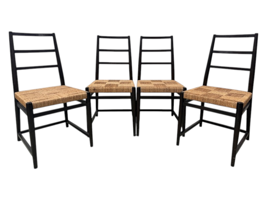 Set Of Four West Elm Dining Chairs With Woven Seats 16'W x 18'D x 36'H