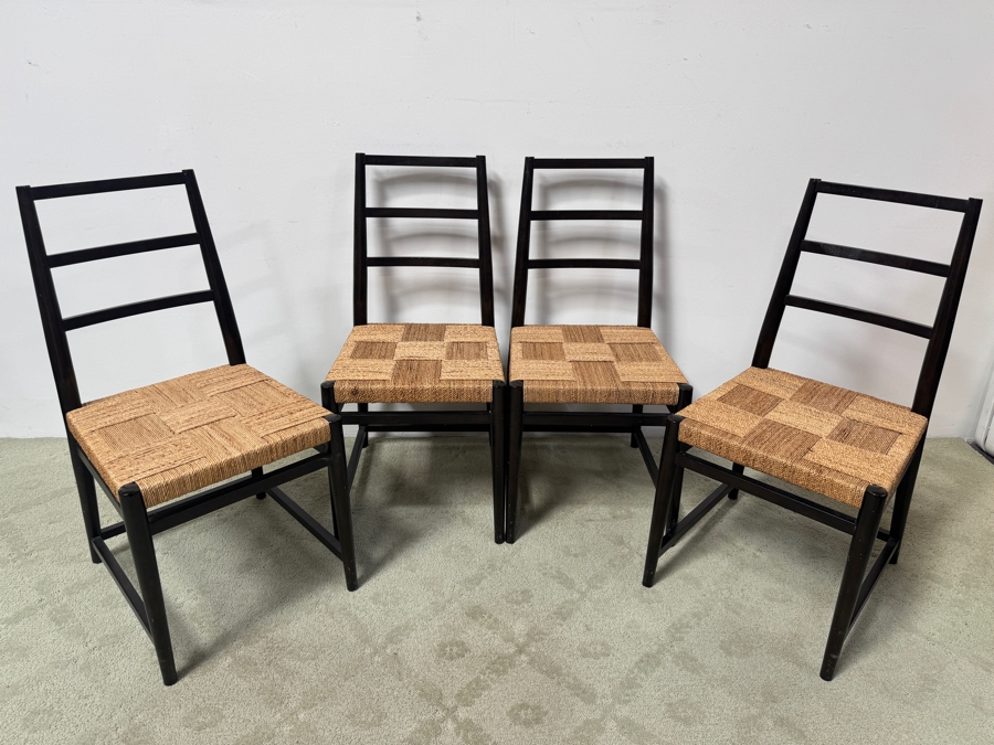 Set Of Four West Elm Dining Chairs With Woven Seats 16'W x 18'D x 36'H [Photo 2]