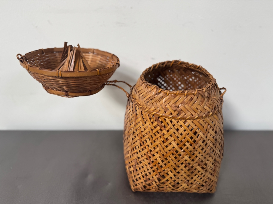 Woven Bamboo Storage Basket With Lid 11.5'H [Photo 5]
