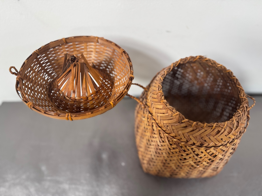 Woven Bamboo Storage Basket With Lid 11.5'H [Photo 6]