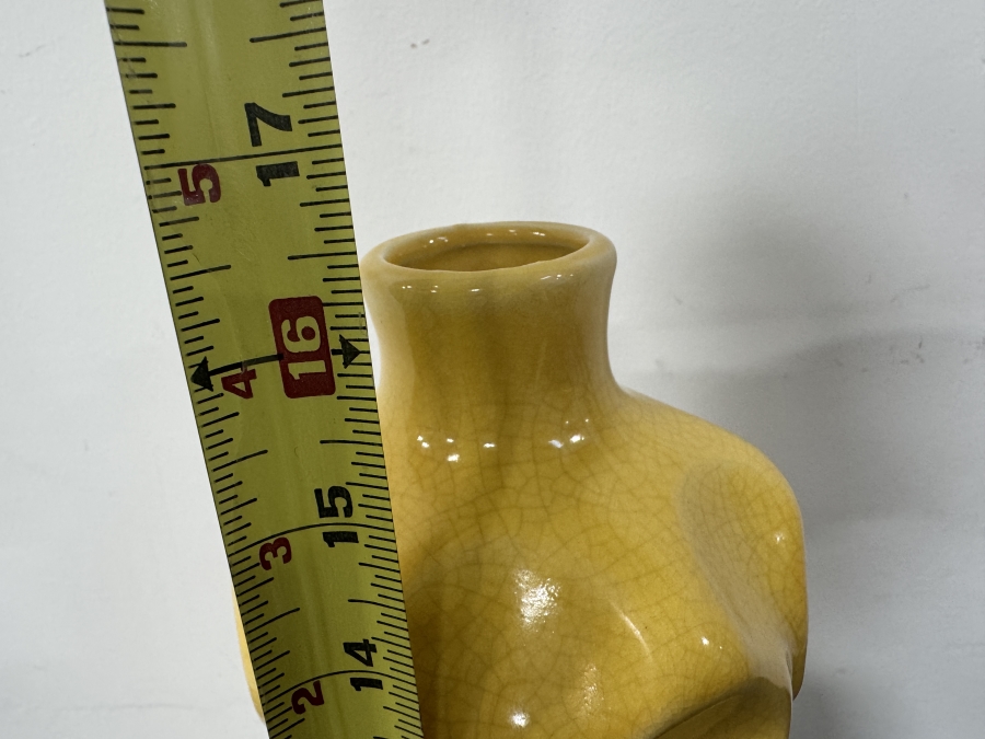 Yellow Cracked Glaze Ceramic Bottle Vase 16'H [Photo 3]