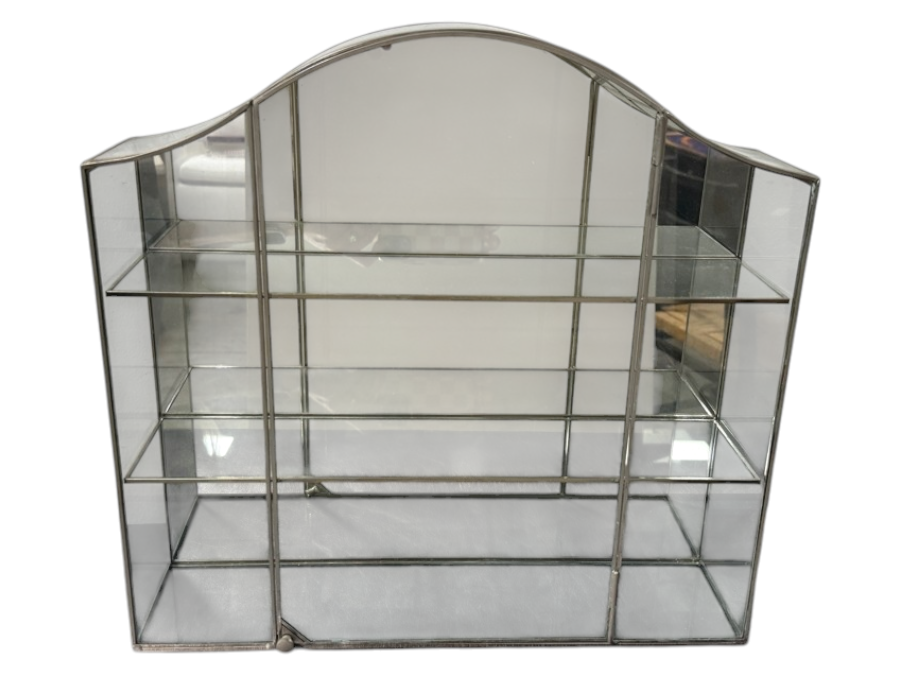 Mirrored Glass Display Case With Three Shelves 17'W x 16'H