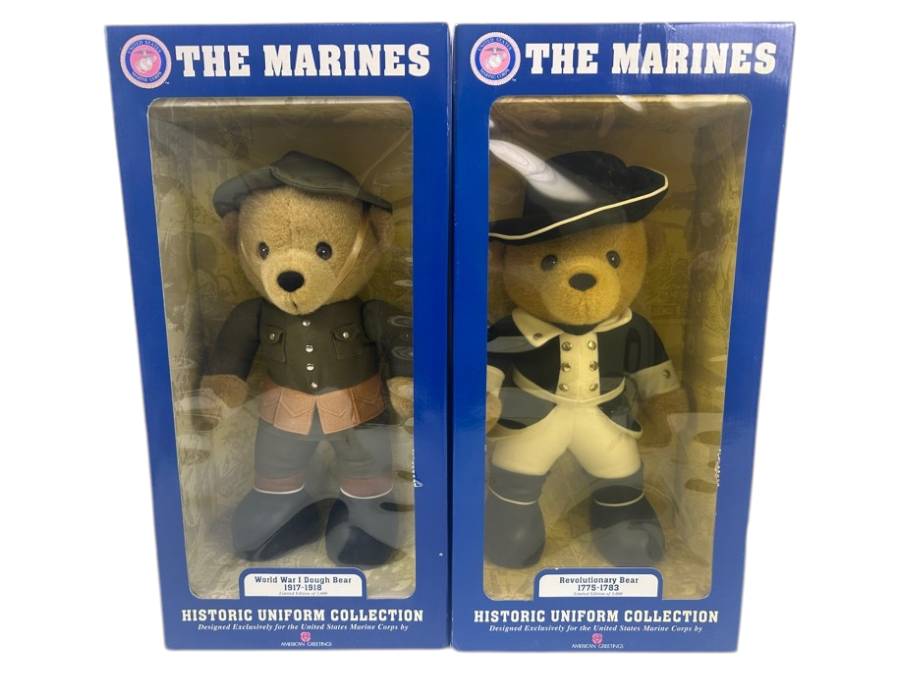 The Marines Historic Uniform Collection - Limited Edition World War I Dough Bear
1917-1918 and Limited Edition Revolutionary Bear 1775-1783 New Old Stock