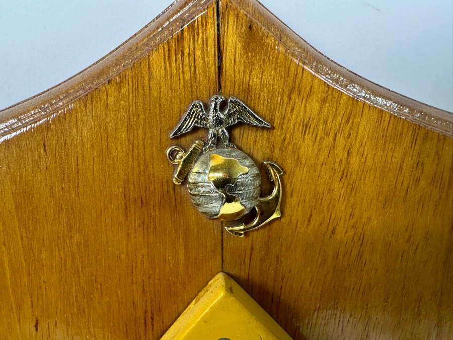 Wooden Shield Plaque Featuring Marine Corps Emblem And Insignia 14'W x 1'D x 17'H [Photo 2]