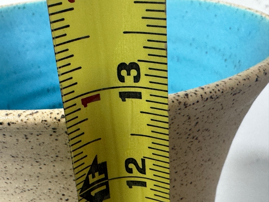 Striped Ceramic Vase With Blue Interior 13'H [Photo 4]