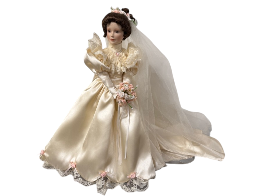 Vintage Ashton-Drake Galleries Porcelain Doll in Wedding Dress 19'H