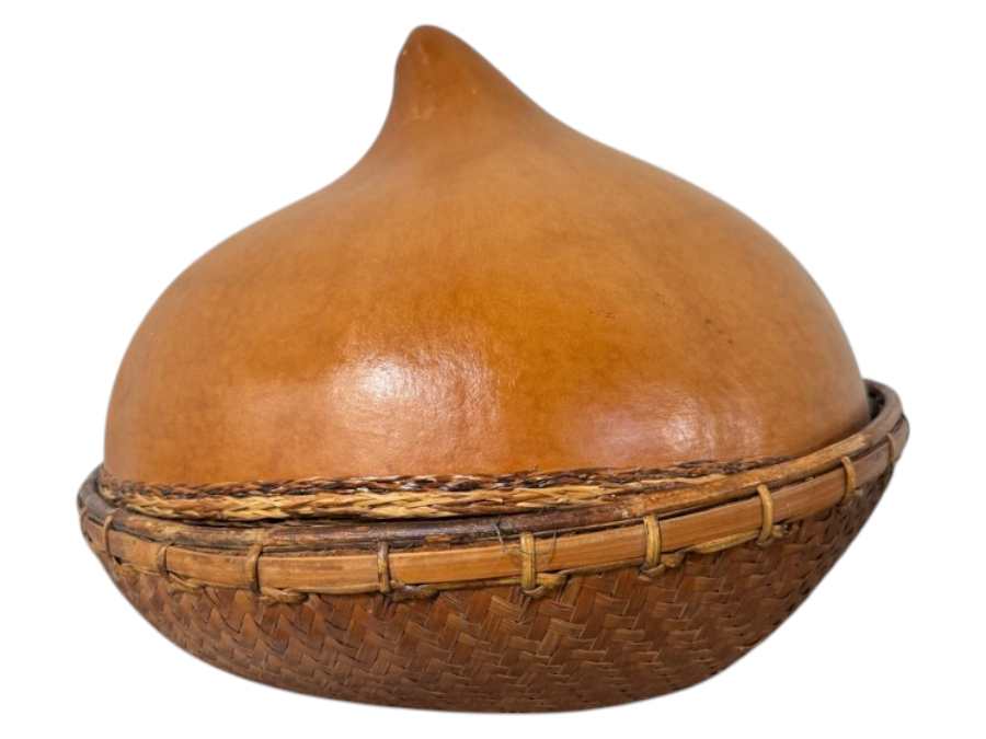 Natural Gourd And Woven Basket Container 14'W x 15'H