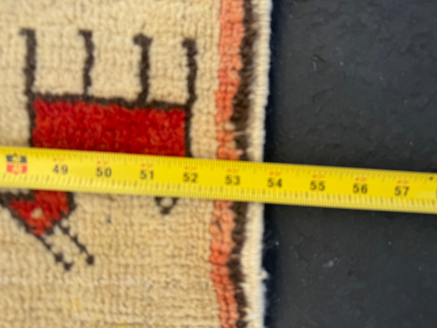 Modern Handwoven Wool Folk Art Area Rug with House And Animals 54'W x 76'L [Photo 4]