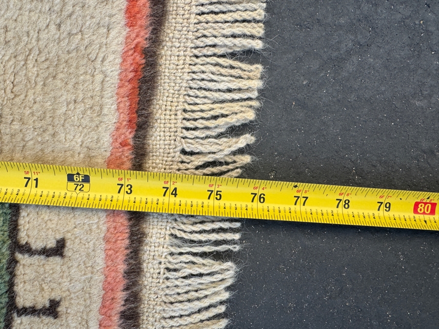 Modern Handwoven Wool Folk Art Area Rug with House And Animals 54'W x 76'L [Photo 3]