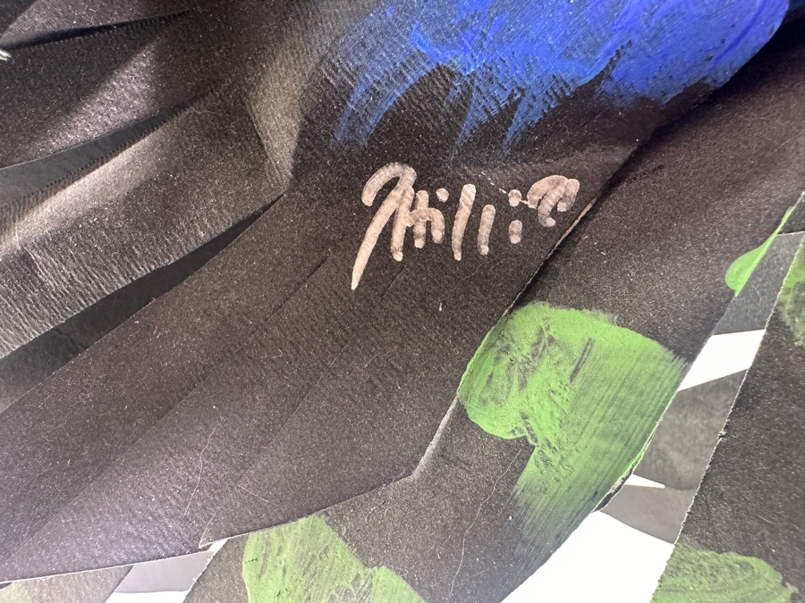 Hand Painted Signed Green Bird Sculpture 30'W [Photo 9]