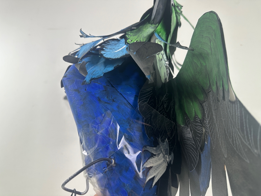 Hand Painted Signed Green Bird Sculpture 30'W [Photo 8]