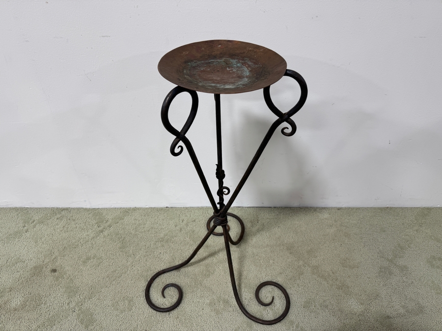 Wrought Iron Candle Holder With Scrollwork Legs 29'H [Photo 2]