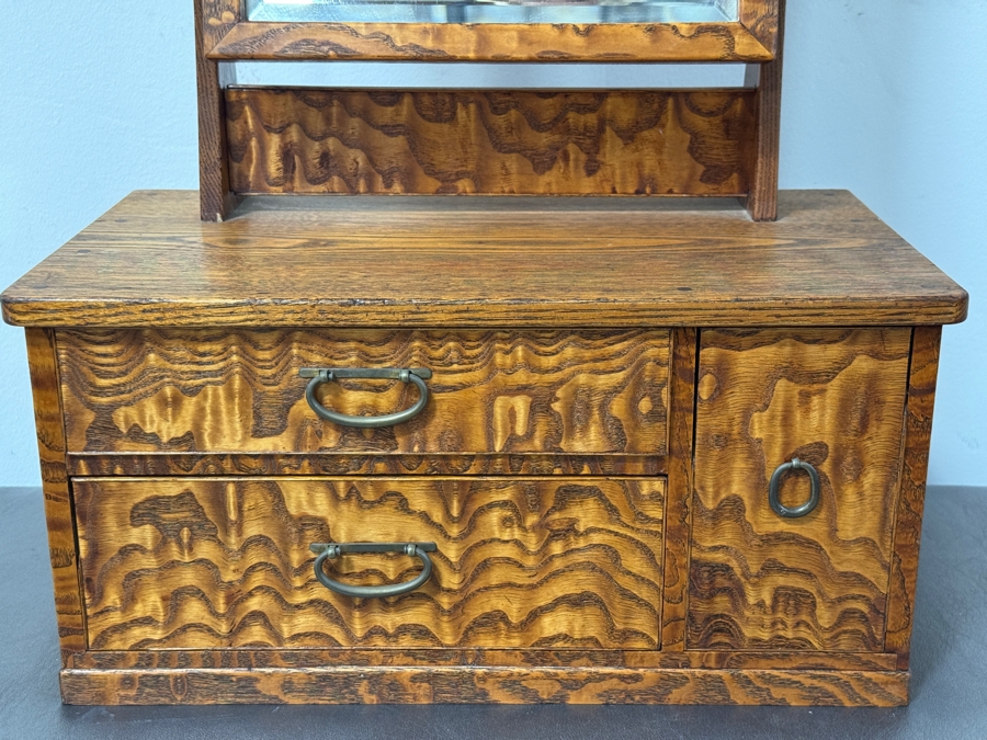 Vintage Japanese Kyodai Vanity Chest Dressing Mirror (Geisha Tansu) 16.5'W x 9'D x 32'H [Photo 2]