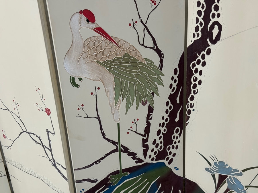 Vintage Chinese Six-Panel Double-Sided Coromandel Screen with Ivory Lacquer Background 95'W x 72'H [Photo 4]