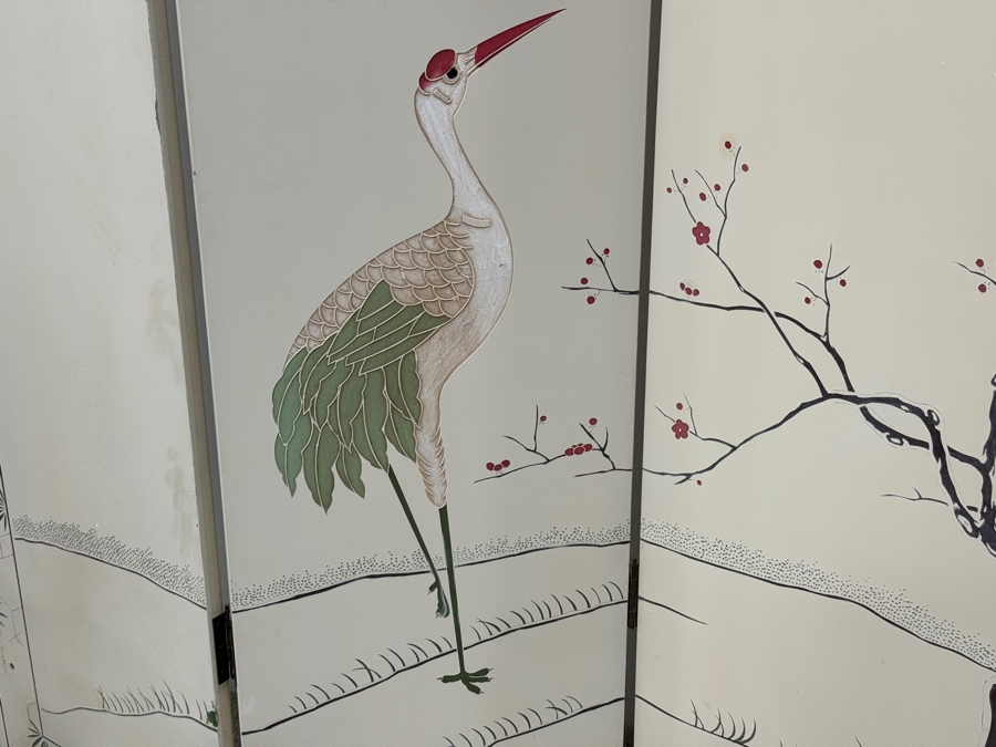 Vintage Chinese Six-Panel Double-Sided Coromandel Screen with Ivory Lacquer Background 95'W x 72'H [Photo 3]