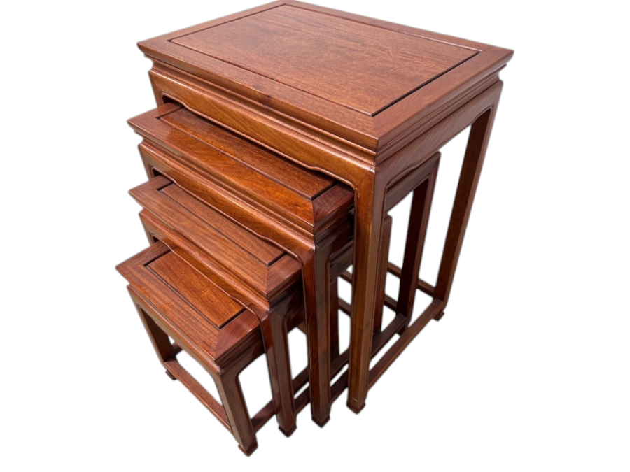 Vintage Chinese Wooden Nesting Tables - Largest: 20'W x 14'D x 26'H Smallest: 11'W x 14'D x 14'H
