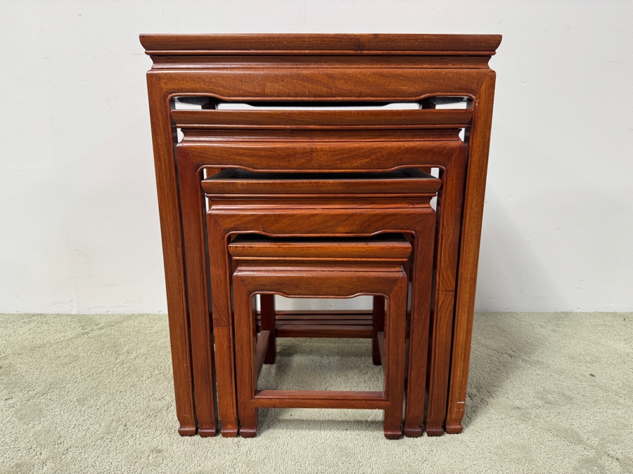 Vintage Chinese Wooden Nesting Tables - Largest: 20'W x 14'D x 26'H Smallest: 11'W x 14'D x 14'H [Photo 2]