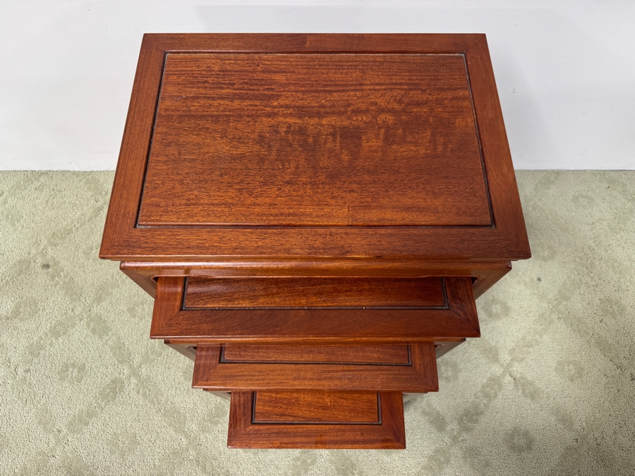 Vintage Chinese Wooden Nesting Tables - Largest: 20'W x 14'D x 26'H Smallest: 11'W x 14'D x 14'H [Photo 3]