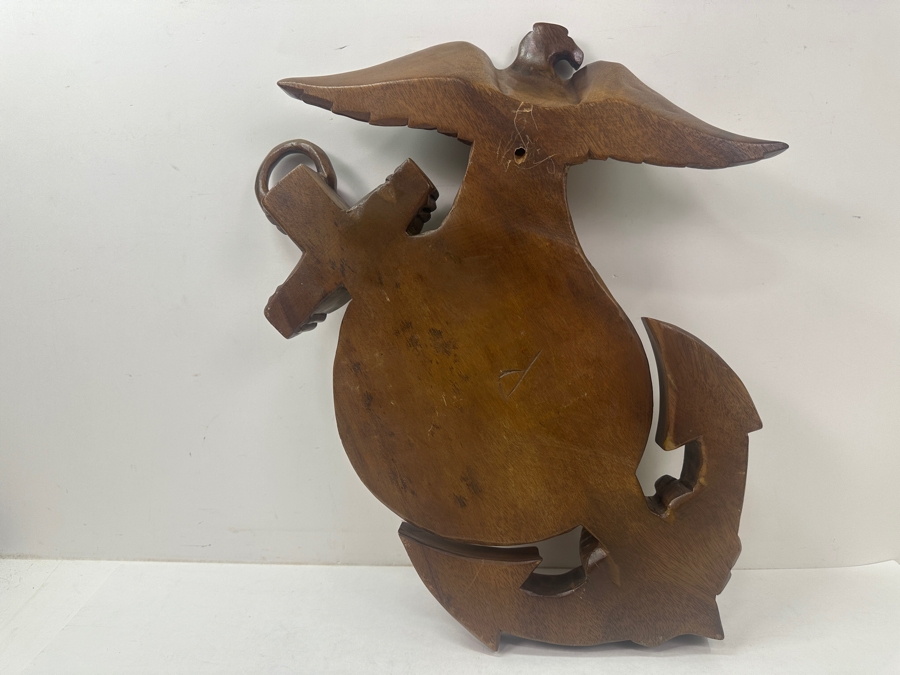 Hand Carved Wooden United States Marine Corps (USMC) Emblem Wall Plaque The Eagle, Globe And Anchor (EGA) 16'W x 19.5H [Photo 5]