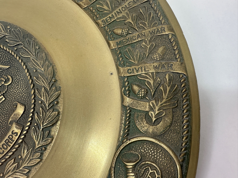 Decorative United States Marine Corps Brass Plaque Featuring Emblem and Engraved Historical Campaigns 11.5'W [Photo 5]