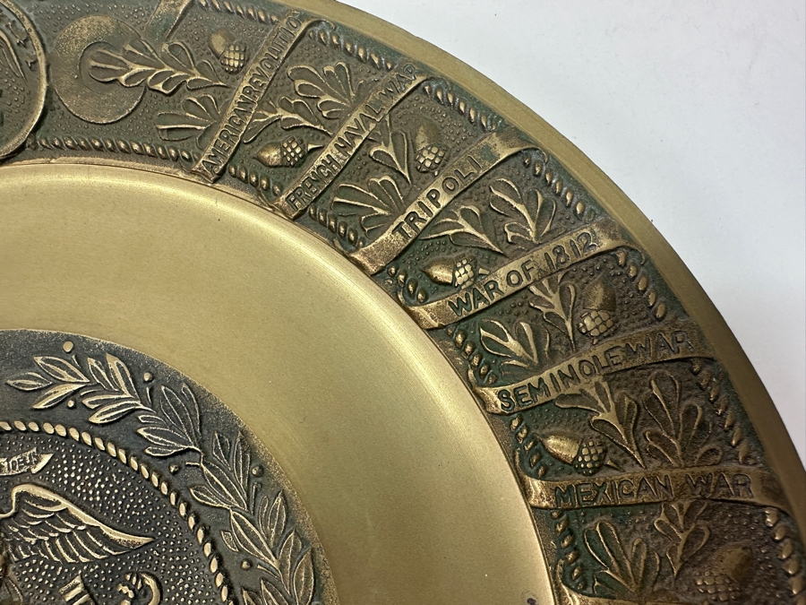 Decorative United States Marine Corps Brass Plaque Featuring Emblem and Engraved Historical Campaigns 11.5'W [Photo 4]