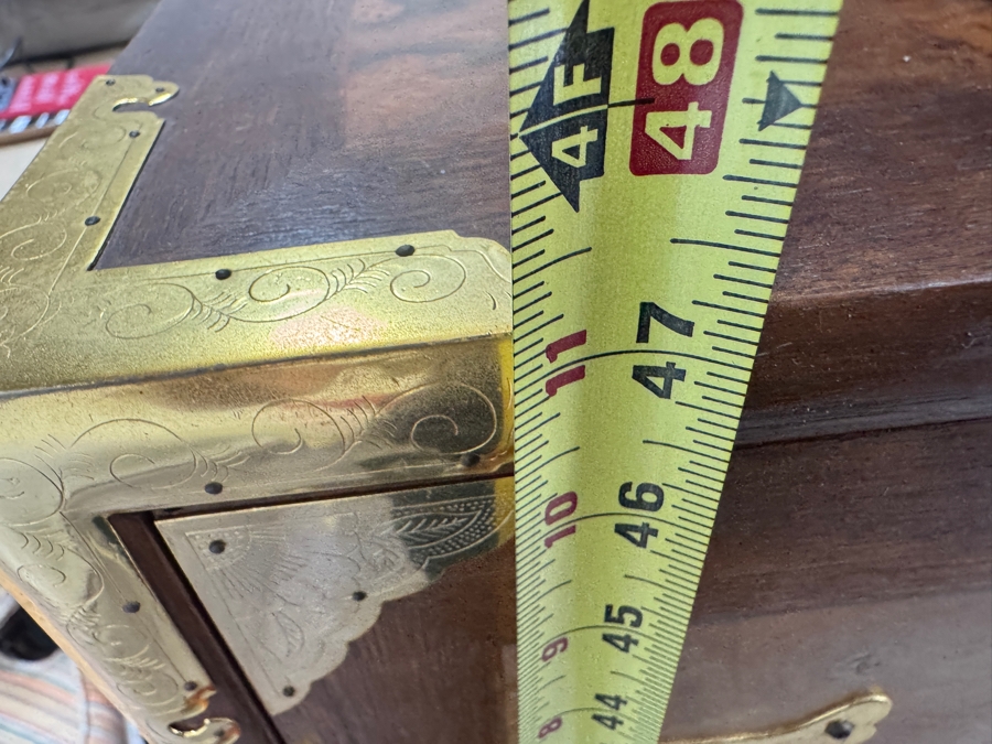 Korean Tansu-Style Chest/Cabinet Made of Teak And Burl Wood With Ornate Brass Hardware 40'W x 17'D x 47'H [Photo 9]