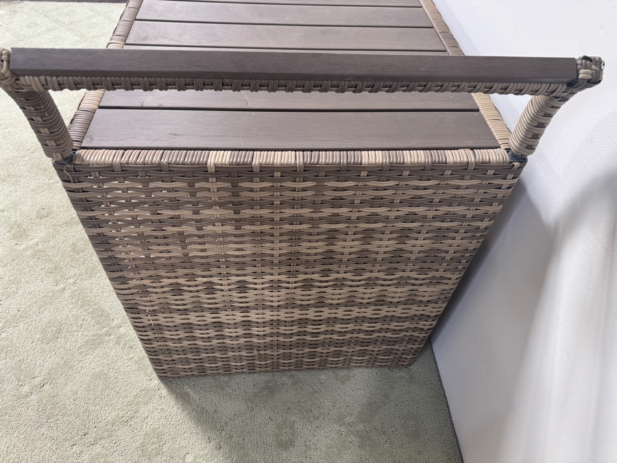 Brown Resin Wicker Outdoor Bar/Serving Cart with Storage Drawer and Two Removable Upper Trays 46'W x 27'D x 36'H [Photo 4]