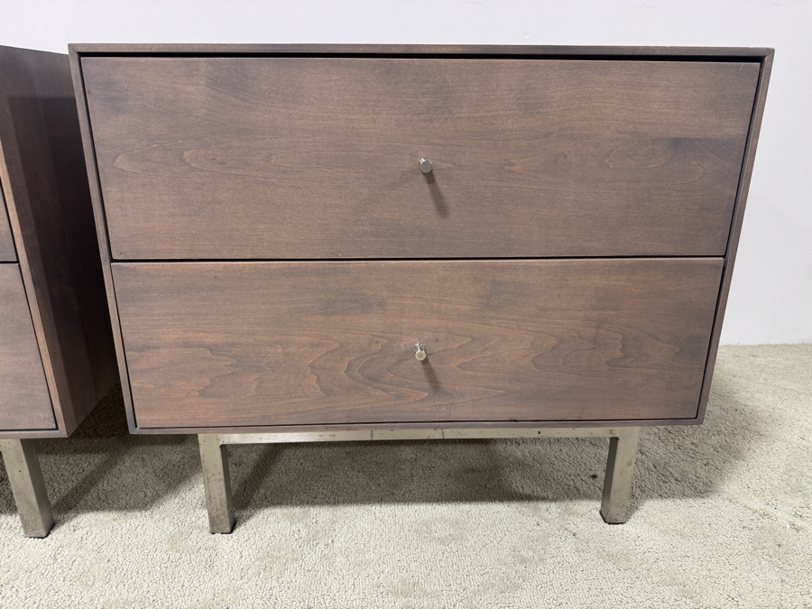 Pair of Room & Board Hudson Nightstands with Modern Metal Legs, Made in America 26'W x 20'D x 22'H [Photo 5]