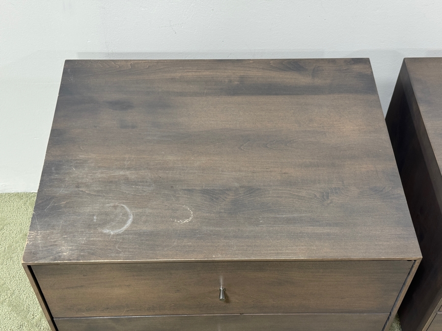 Pair of Room & Board Hudson Nightstands with Modern Metal Legs, Made in America 26'W x 20'D x 22'H [Photo 3]