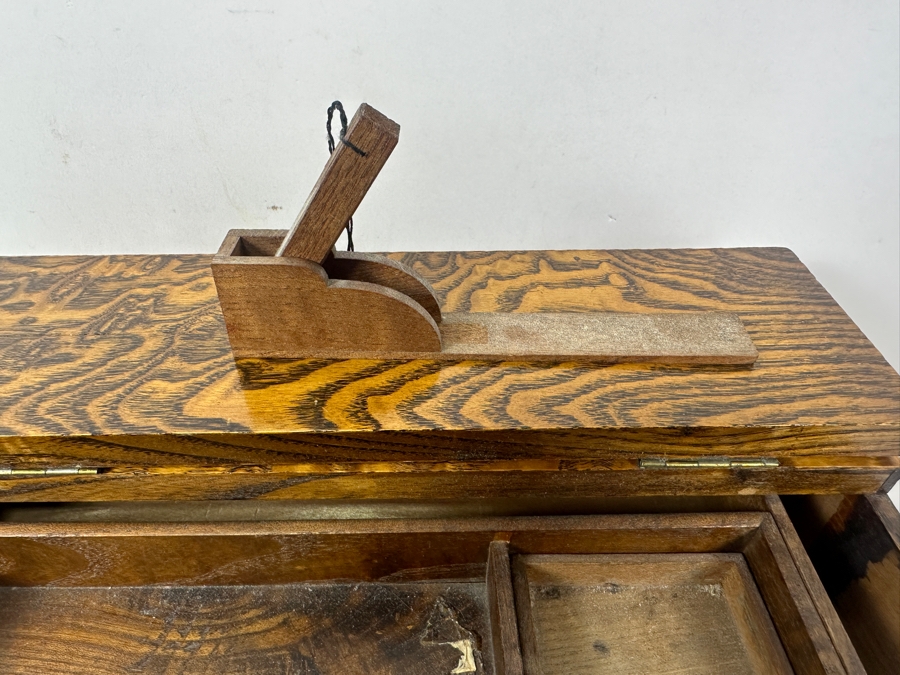 Vintage Japanese Haribako (Sewing Box) Tansu with Tamamoku (Burl Wood) Grain Pattern 12.5'W x 7.75'D x 10'H [Photo 7]