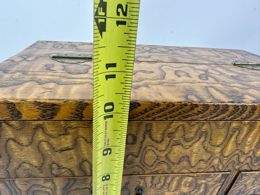Vintage Japanese Haribako (Sewing Box) Tansu with Tamamoku (Burl Wood) Grain Pattern 12.5'W x 7.75'D x 10'H [Photo 16]