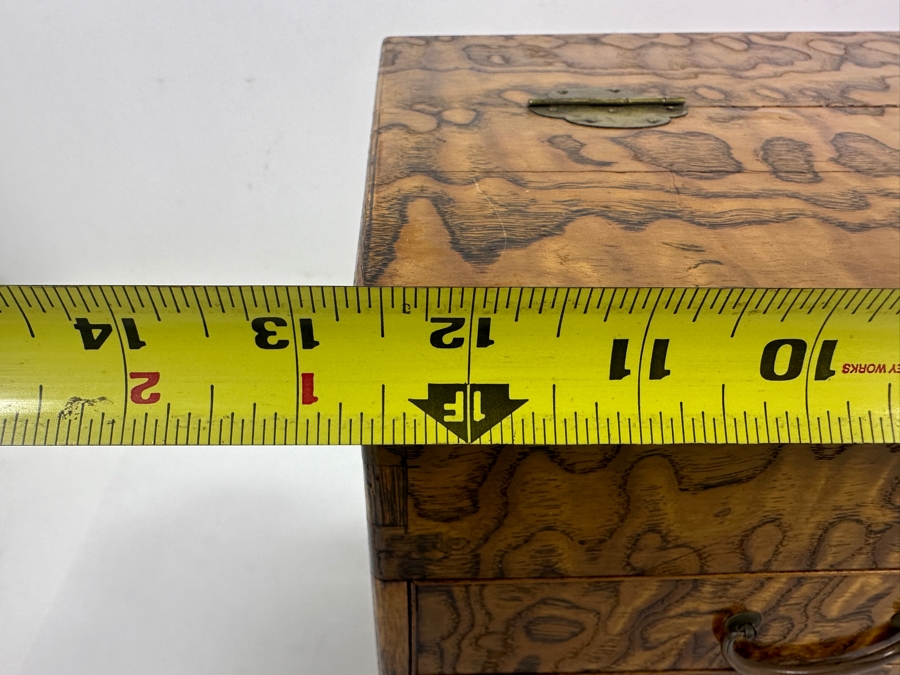 Vintage Japanese Haribako (Sewing Box) Tansu with Tamamoku (Burl Wood) Grain Pattern 12.5'W x 7.75'D x 10'H [Photo 14]