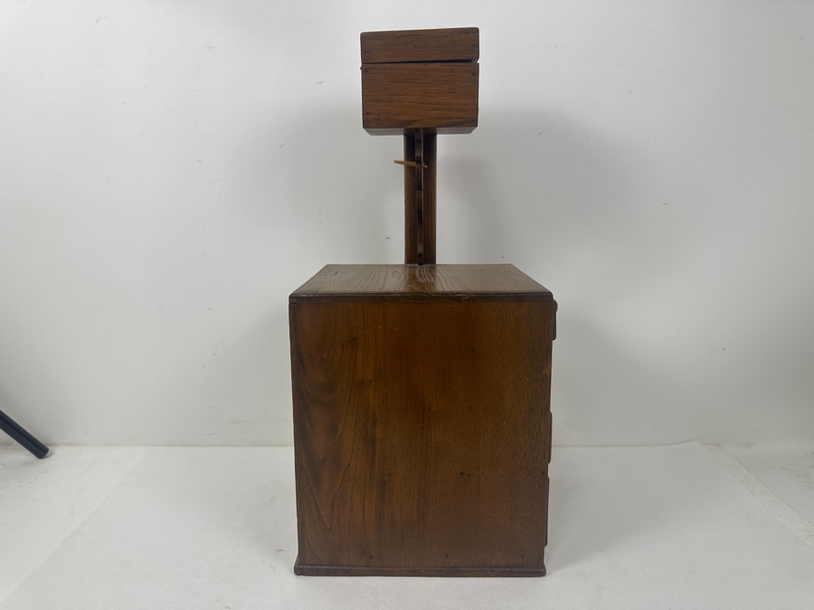 Small Vintage Japanese Wooden Haribako Chest With Drawers 8'W x 8.5'D x 19'H [Photo 8]